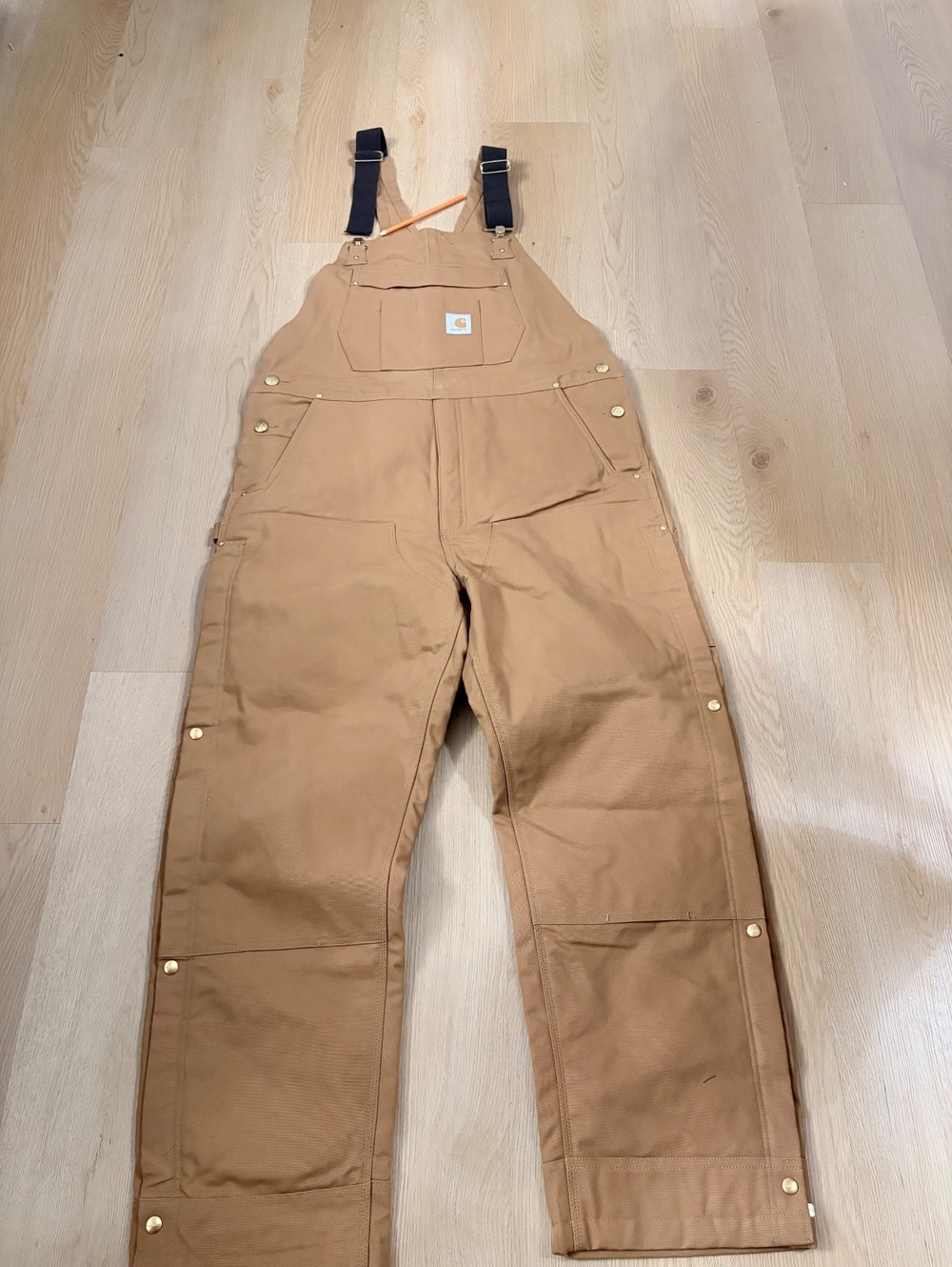 Men’s Carhartt Loose Fit Duck Bib Overalls Brown Large Regular